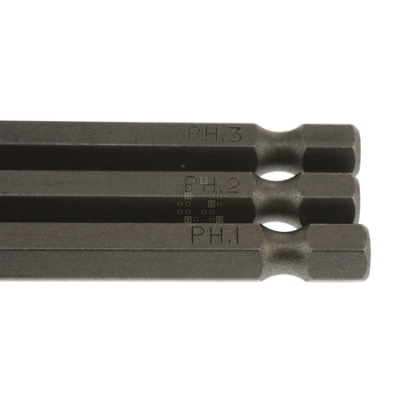 Century Drill & Tool 68600 PH1 PH2 PH3 / #1 #2 #3 Phillips 3-Piece Premium S2 Steel Screwdriver Set