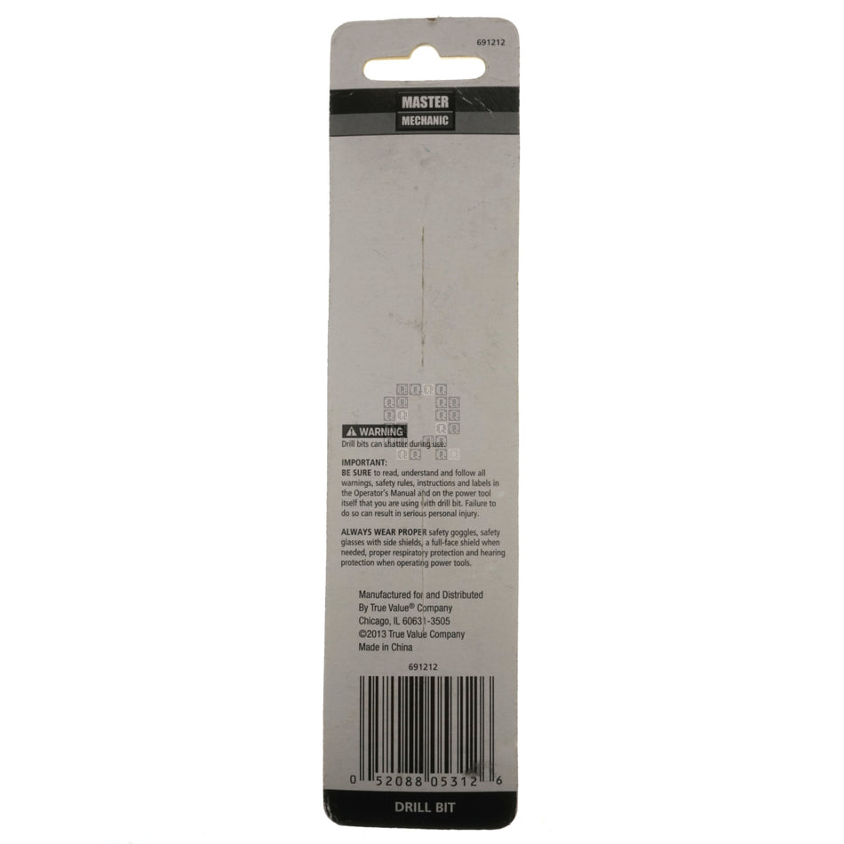 Master Mechanic 691212 1/4" Carbide Tip Percussion Masonry Drill Bit, 6" Length