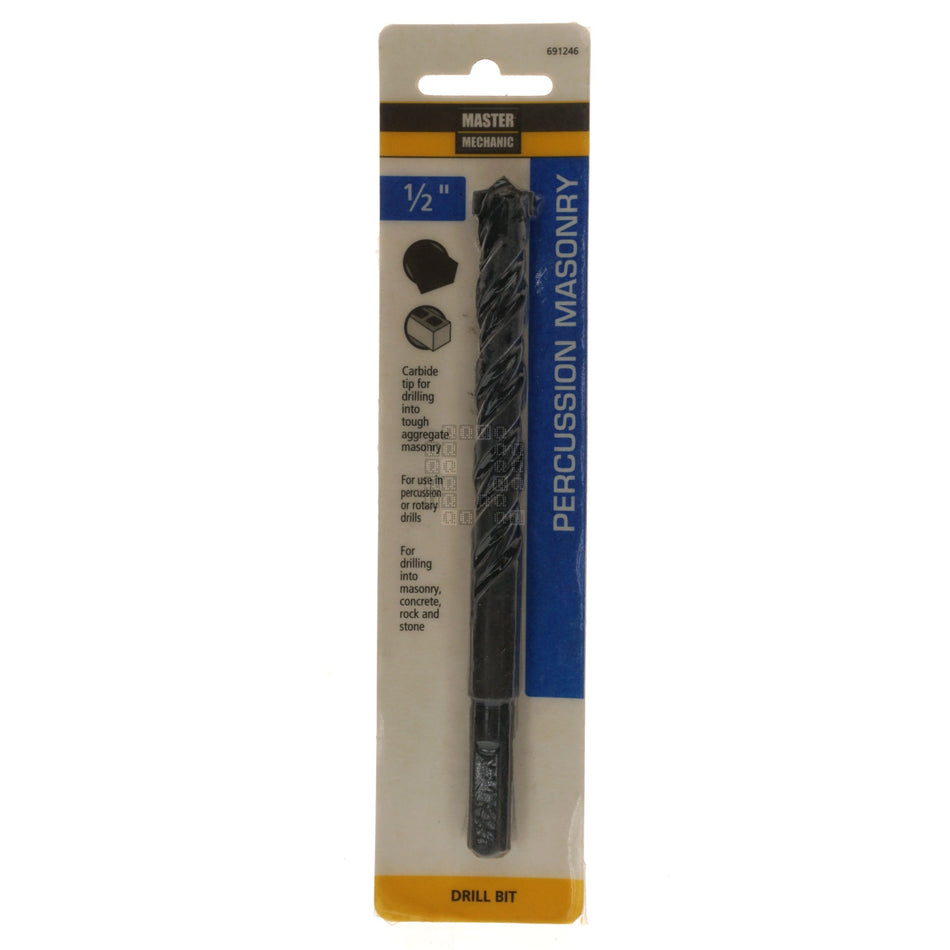 Master Mechanic 691246 1/2" Carbide Tip Percussion Masonry Drill Bit, 6" Length