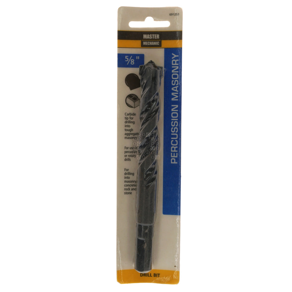 Master Mechanic 691253 5/8" Carbide Tip Percussion Masonry Drill Bit, 6" Length
