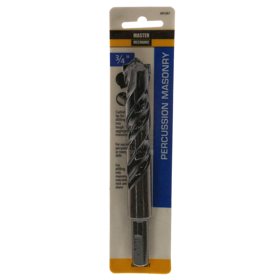 Master Mechanic 691261 3/4" Carbide Tip Percussion Masonry Drill Bit, 6" Length