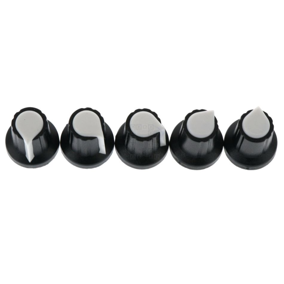 6mm Splined Plastic Potentiometer Knob, White, 5-Pack, WH148 AG2