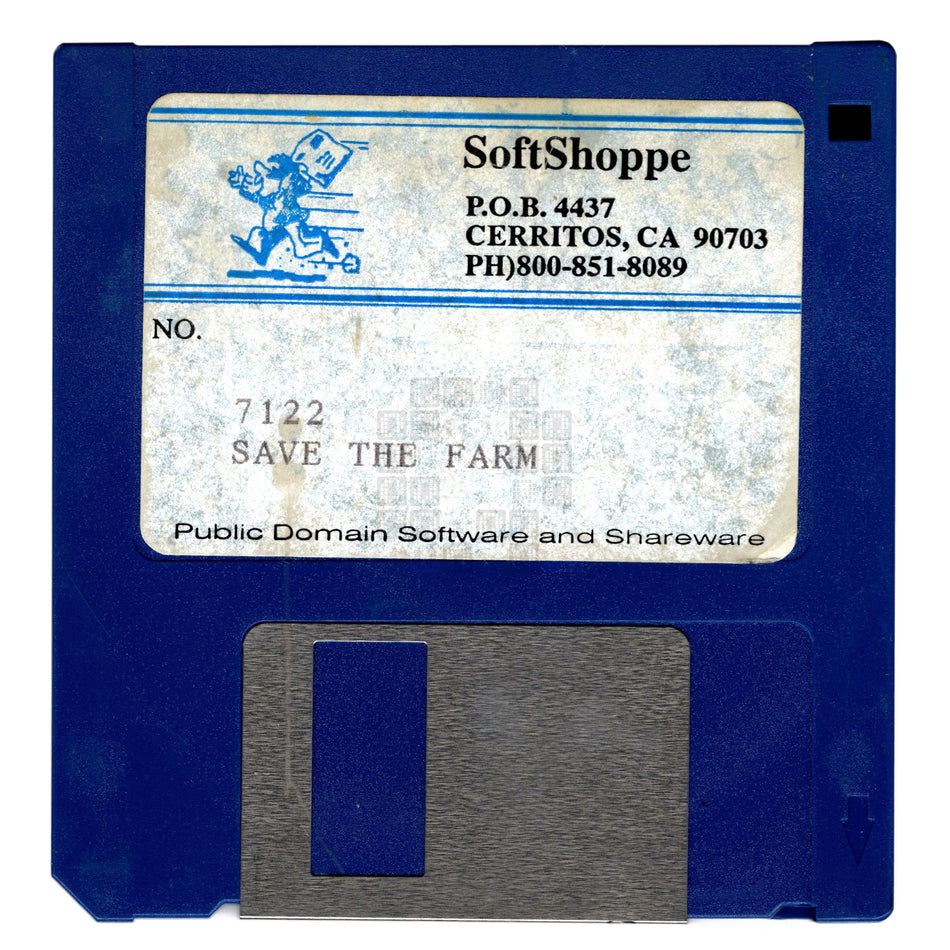 SoftShoppe 7122 Save the Farm, 3.5" Floppy Disk, 68K Macintosh Games