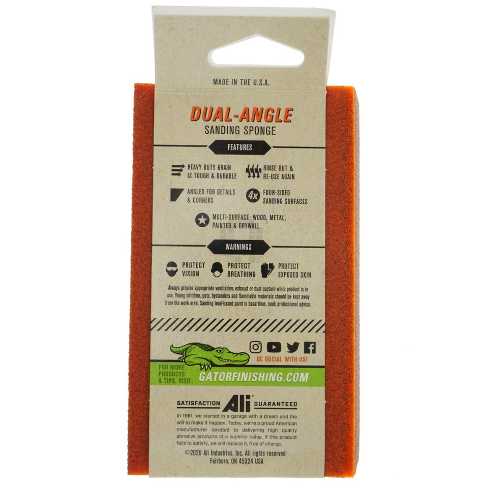 Gator 7305 Dual-Angled Sanding Sponge, 120 Grit Fine, 3 x 5 x 1"