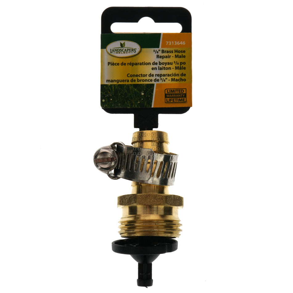 Landscapers Select 7313646 GB958M3L 5/8" ID Brass Hose Coupling, 3/4" Male Hose Thread
