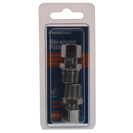 PlumbCraft 7322000LF 3/8" MIP x 3/8" OD Compression Straight Fitting Packaging Front