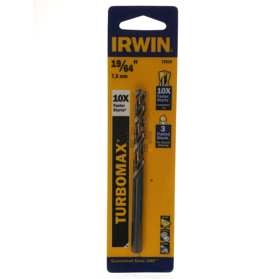 Irwin Industrial Tools 73319 Turbomax 19/64" Jobber Length Drill Bit