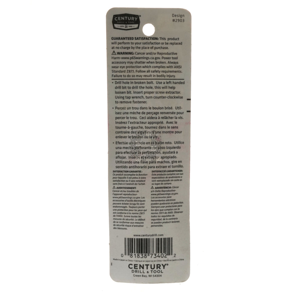 Century Drill & Tool 73402 #2 Spiral Screw Extractor