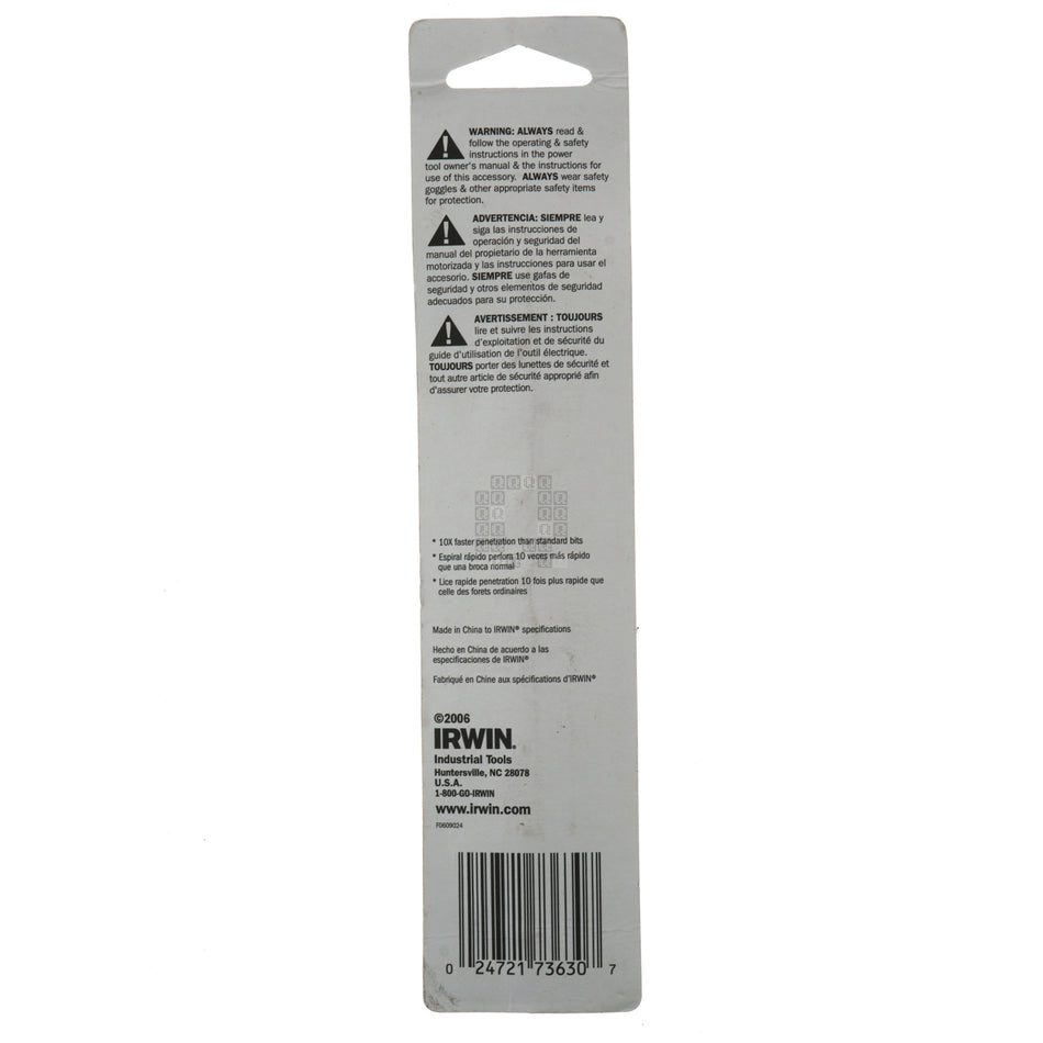 Irwin Industrial Tools 73630 15/32" TURBOMAX Jobber Drill Bit, 3/8" Reduced Shank with Flats