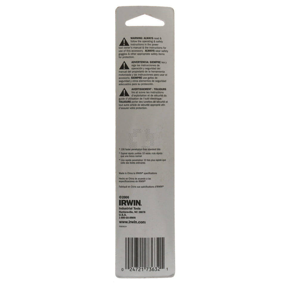 Irwin Industrial Tools 73632 TURBOMAX 1/2" Drill Bit with 3/8" Reduced Shank