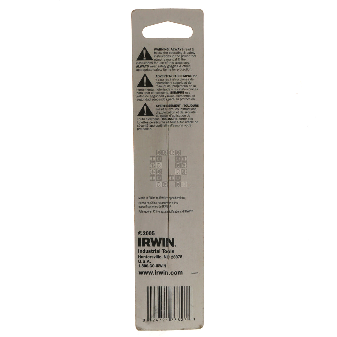 Irwin Industrial Tools 73827 27/64" General Purpose Reduced Shank High Speed Steel Drill Bit Package Back