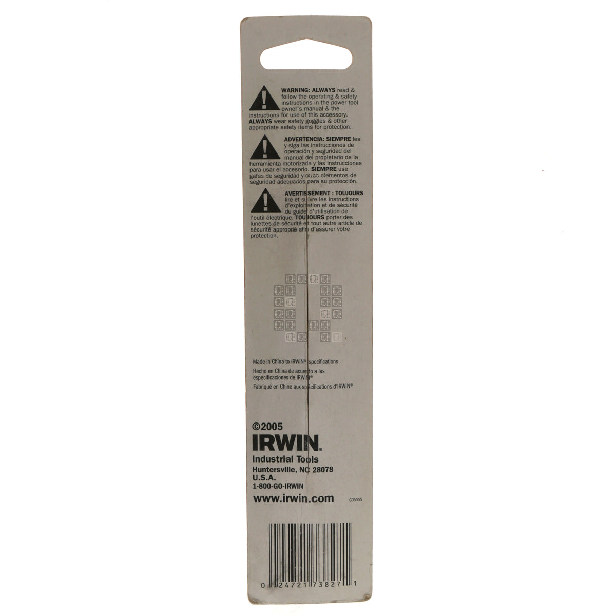 Irwin Industrial Tools 73827 27/64" General Purpose Reduced Shank High Speed Steel Drill Bit Package Back
