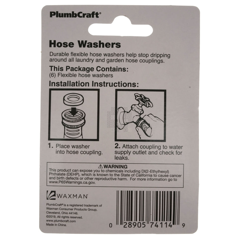 Waxman PlumbCraft 7411400T Garden Hose Washers, 6-Pack, Red