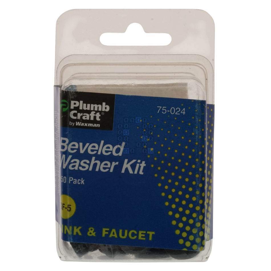 PlumbCraft 75-024 Assorted Sink & Faucet Beveled Washer Kit, 50-Pack