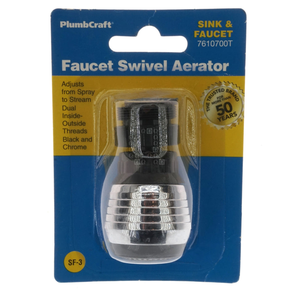 PlumbCraft 7610700T Swing & Spray Swivel Aerator, Dual Inside/Outside Threads