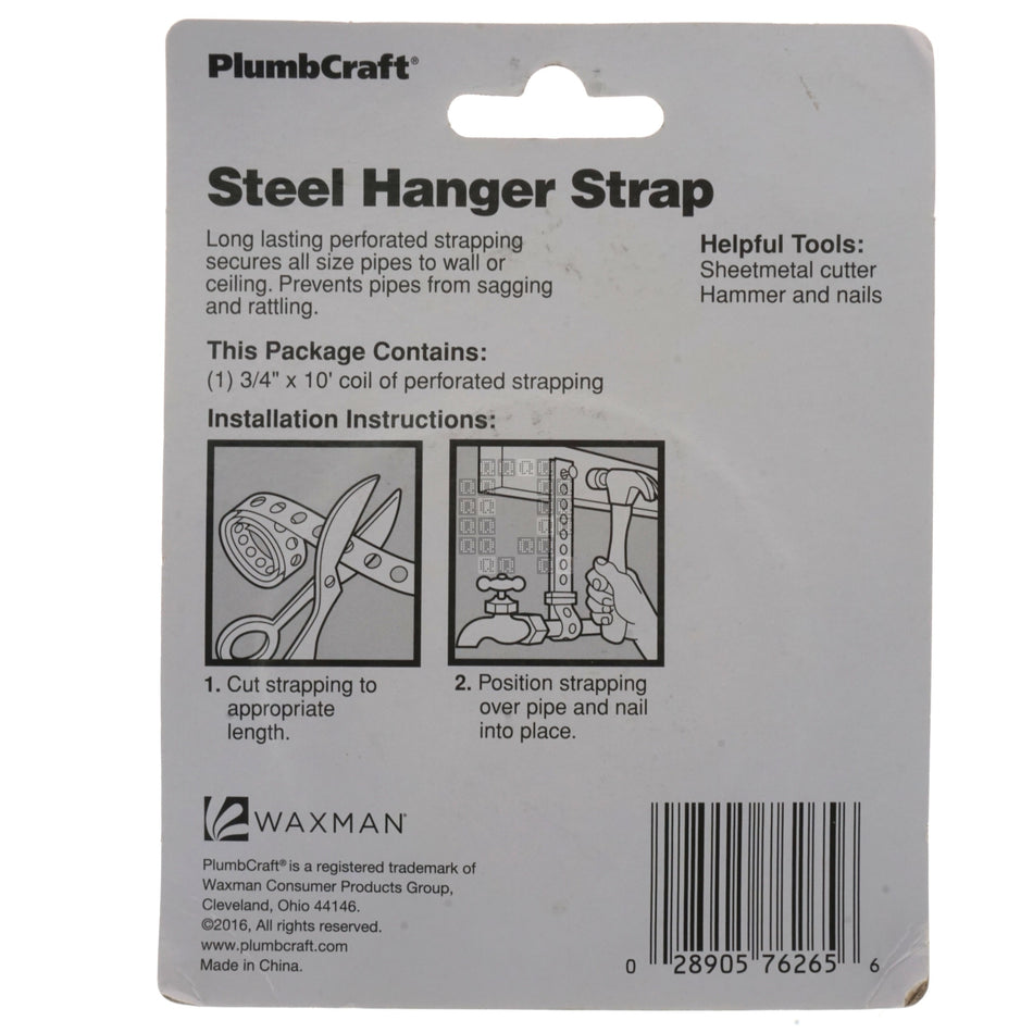 PlumbCraft 7626500T Galvanized Steel Hanger Strap - 10' Roll