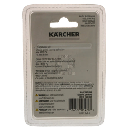 Karcher 8.641-026.0 Quick-Connect Spray Nozzle, 0° 4000PSI 3.5GPM Package Back