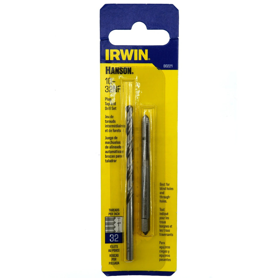 Irwin Hanson 80221 #10-32NF Plug Tap and #21 Drill Bit Set