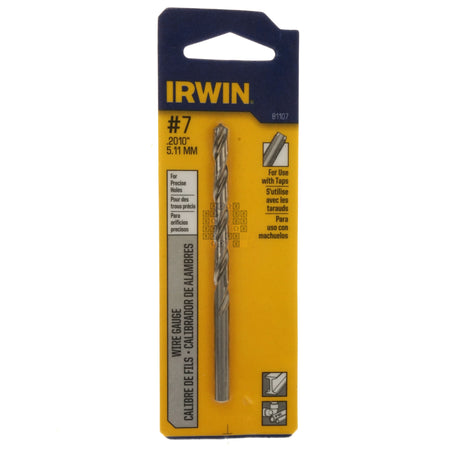 Irwin Industrial Tool 81107 #7 (0.2010" / 5.11mm) Jobber Length Wire Gauge Drill Bit Package Front