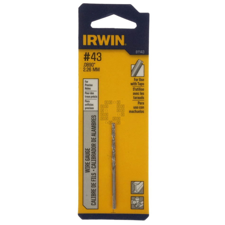 Irwin Industrial Tool 81143 #43 (0.0890") Jobber Length Wire Gauge Drill Bit