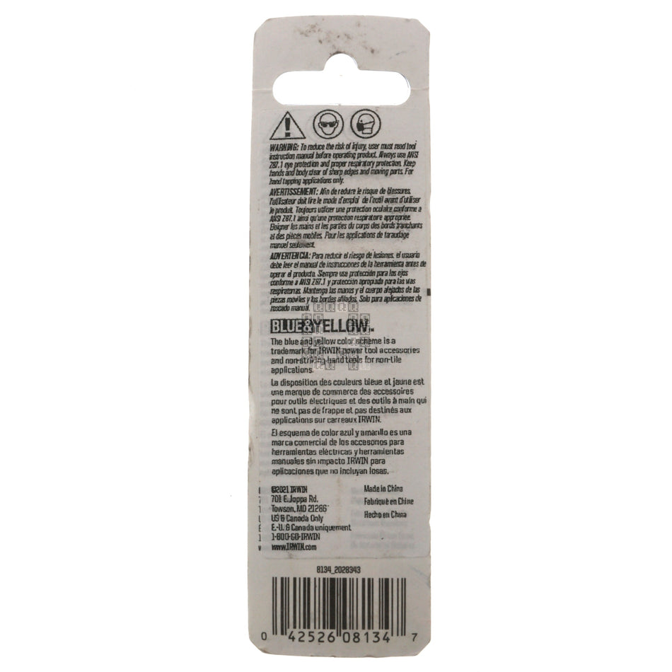 Irwin Hanson 8134 3/8"-16NC High Carbon Steel Plug Tap
