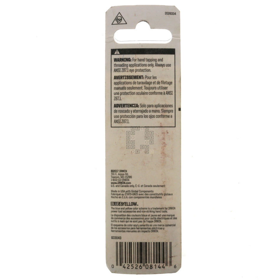 Irwin Hanson 8144 1/2"-13NC High Carbon Steel Plug Tap