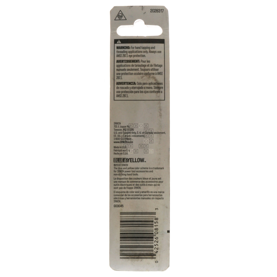 Irwin Hanson 8158 3/4"-10NC High Carbon Steel Plug Tap