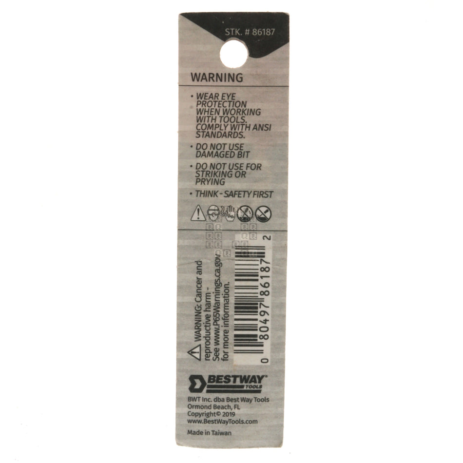 Best Way Tools 86187 T3 TORX Screwdriver Bit, 1" Length, 1/4" Hex Drive