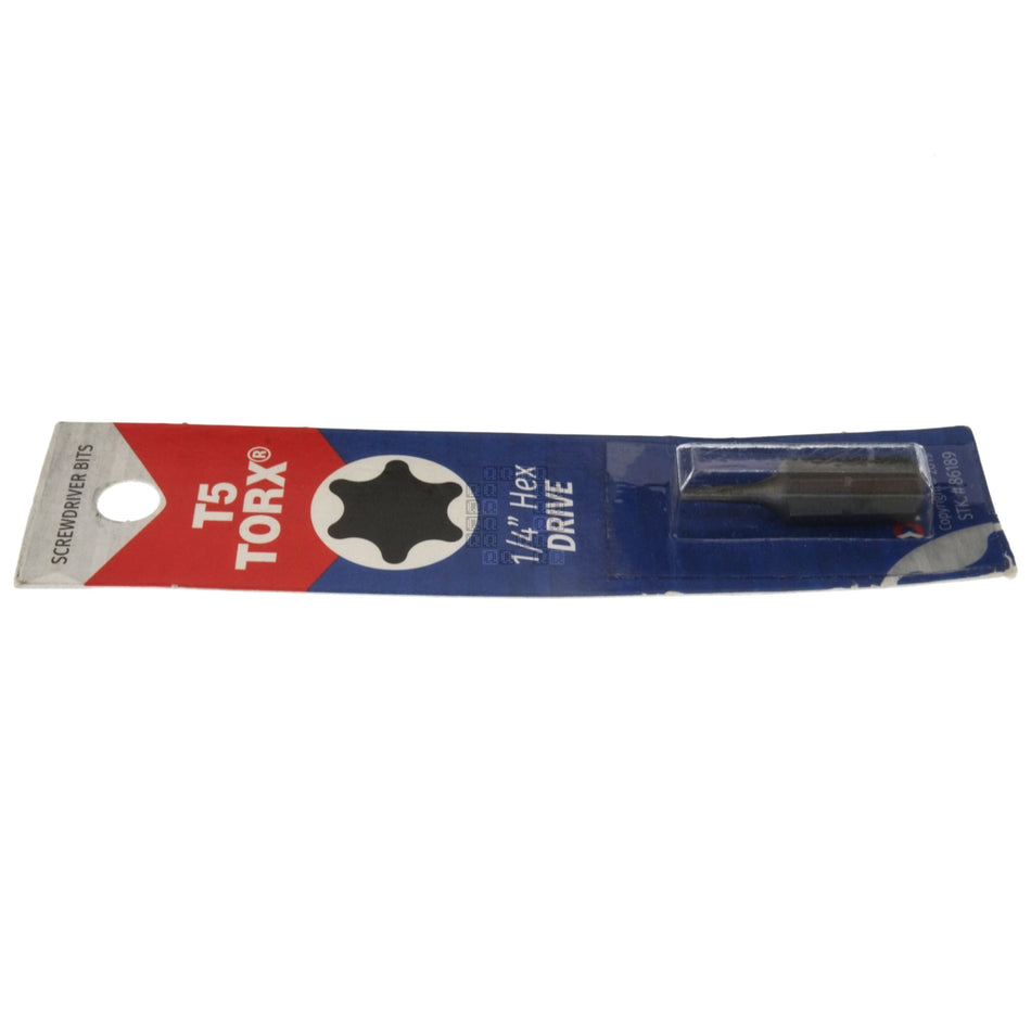 Best Way Tools 86189 T5 TORX Screwdriver Bit, 1" Length, 1/4" Hex Drive