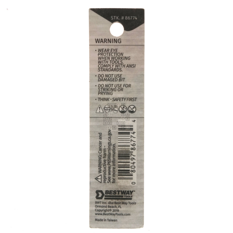 Best Way Tools 86774 Tamper Security T7 TORX Screwdriver Bit, 1" Length, 1/4" Hex Drive