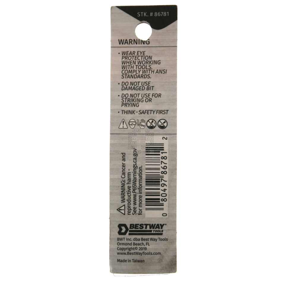 Best Way Tools 86781 Tamper Security T27 TORX Screwdriver Bit, 1" Length