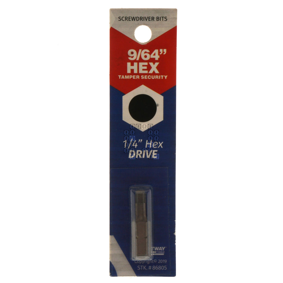 Best Way Tools 86805 Tamper Security 9/64" Hex Recess Screwdriver Bit, 1" Length