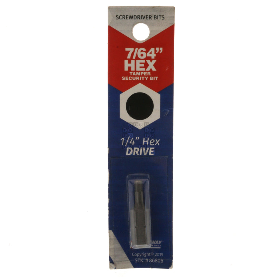 Best Way Tools 86806 Tamper Security 7/64" Hex Recess Screwdriver Bit, 1" Length