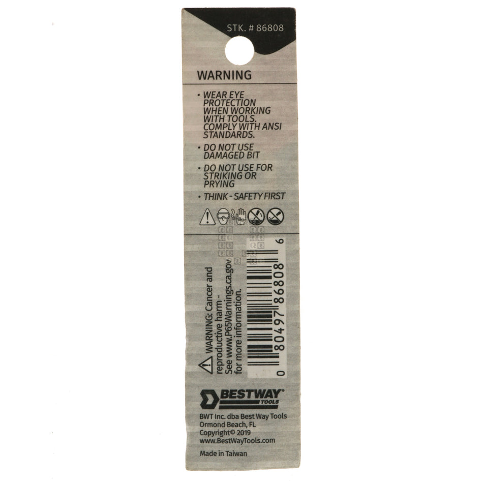 Best Way Tools 86808 Tamper Security 1/8" Hex Screwdriver Bit, 1" Length