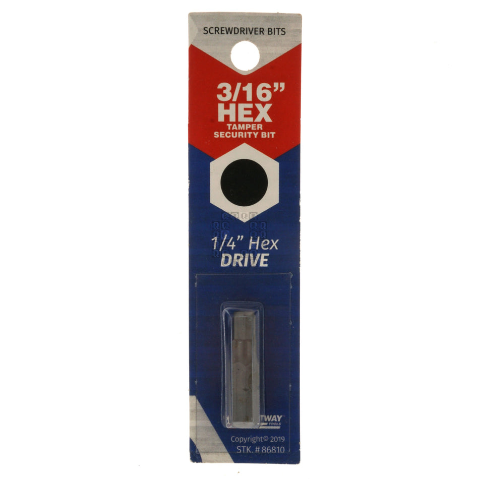 Best Way Tools 86810 Tamper Security 3/16" Hex Screwdriver Bit, 1" Length