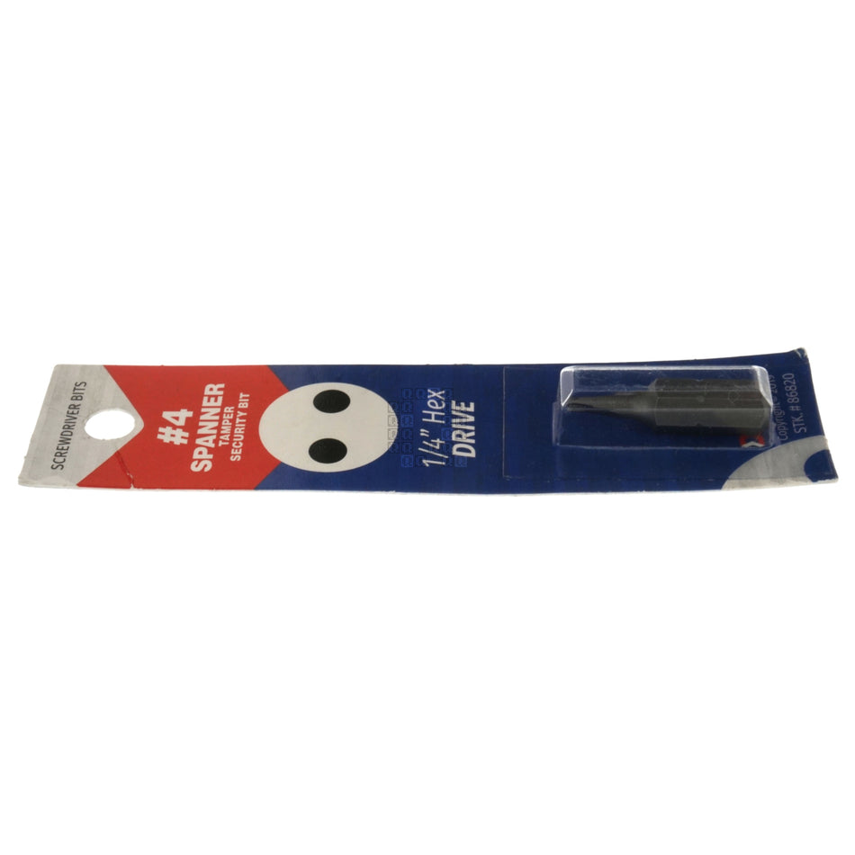 Best Way Tools 86820 Tamper-Proof Security #4 Spanner Screwdriver Bit, 1" Length, 1/4" Hex Drive