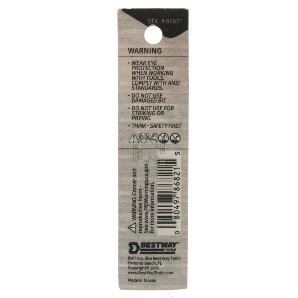 Best Way Tools 86821 Tamper Security #6 Spanner Screwdriver Bit, 1" Length