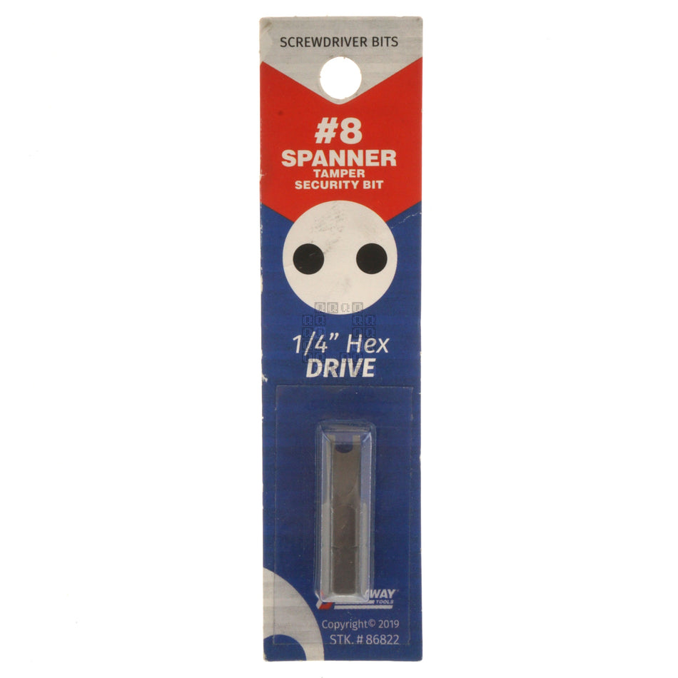 Best Way Tools 86822 Tamper Security #8 Spanner Screwdriver Bit, 1" Length, 1/4" Hex Drive