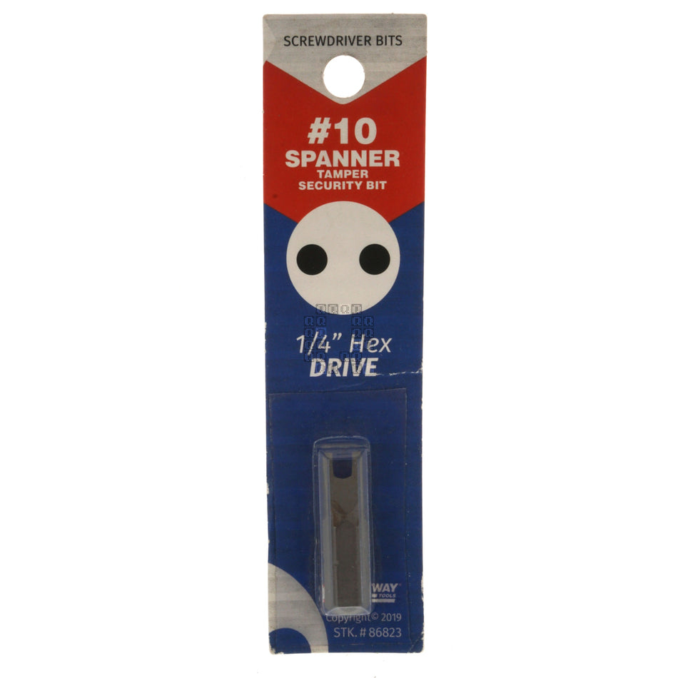 Best Way Tools 86823 Tamper Security #10 Spanner Screwdriver Bit, 1" Length, 1/4" Hex Drive