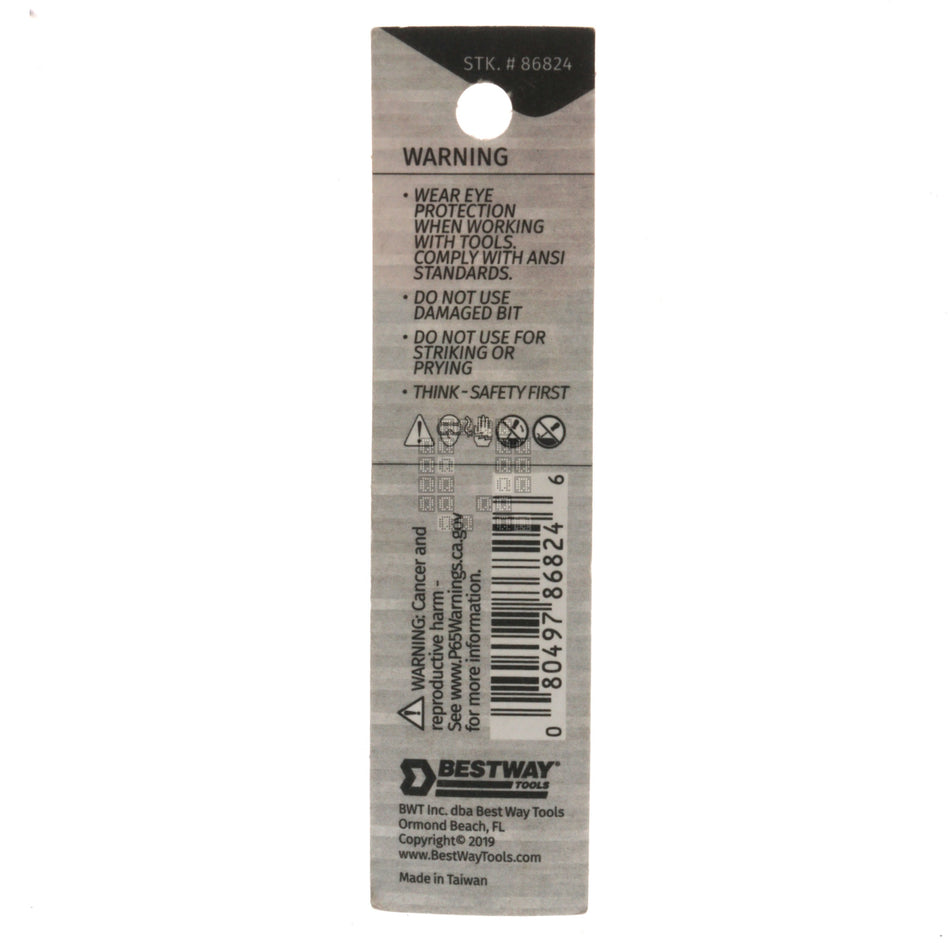 Best Way Tools 86824 Tamper Security #12 Spanner  Screwdriver Bit, 1" Length