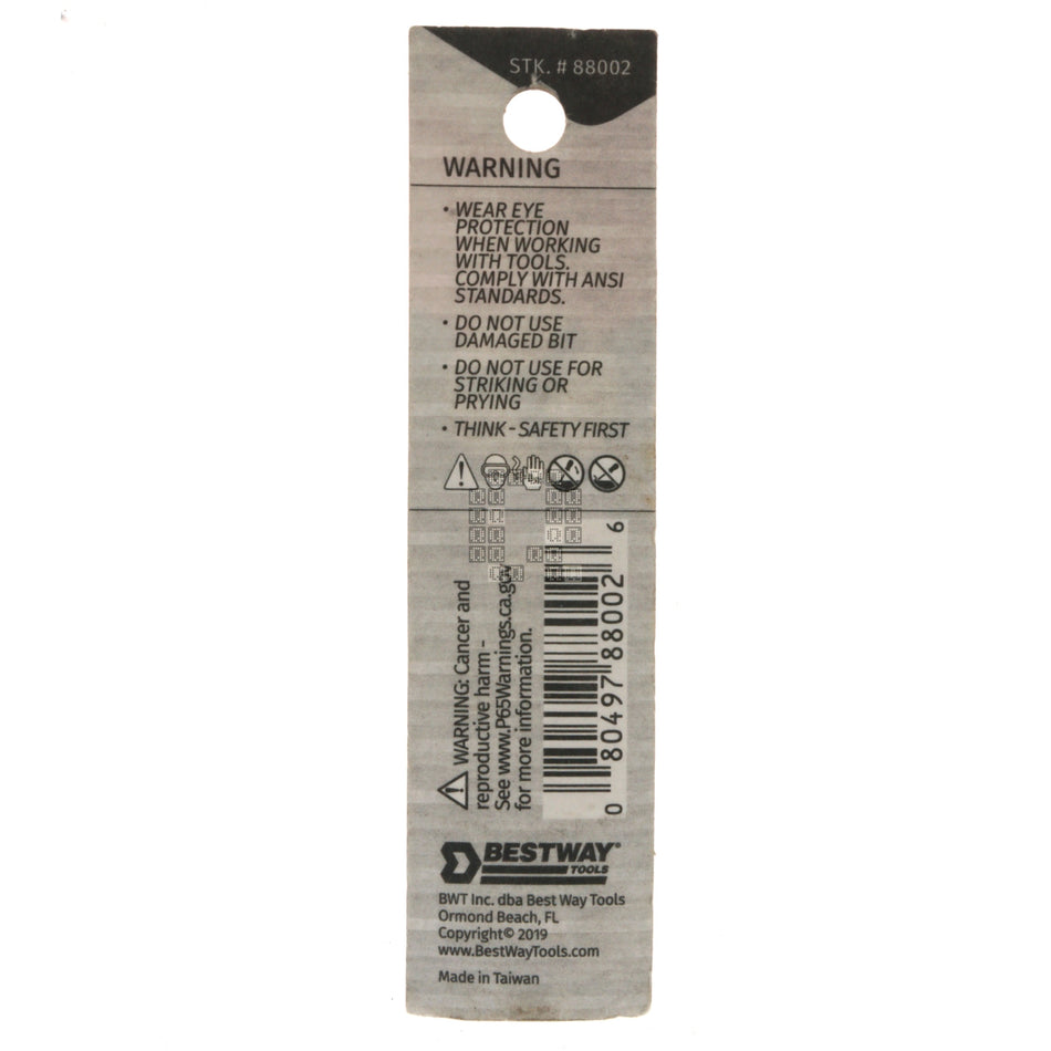 Best Way Tools 88002 Tamper Security #3 Tri-Wing Screwdriver Bit, 1" Length