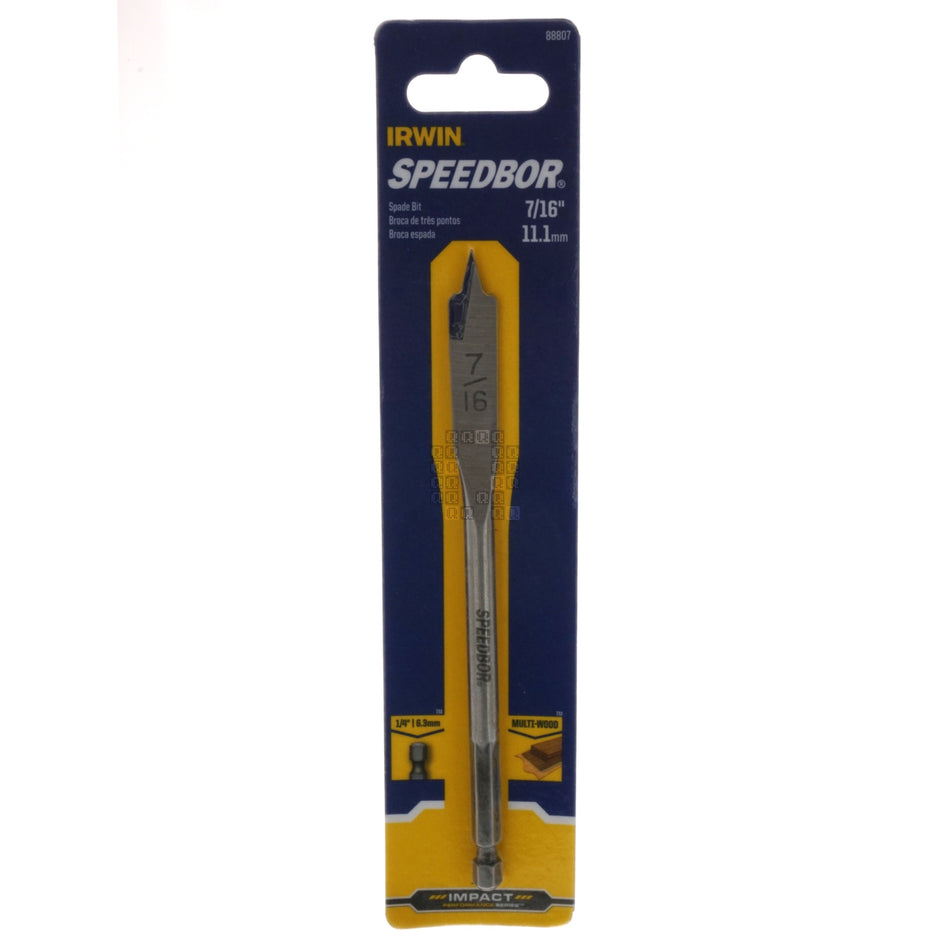 Irwin Industrial Tools 88807 SPEEDBOR 7/16" x 6" Standard Length Spade Bit