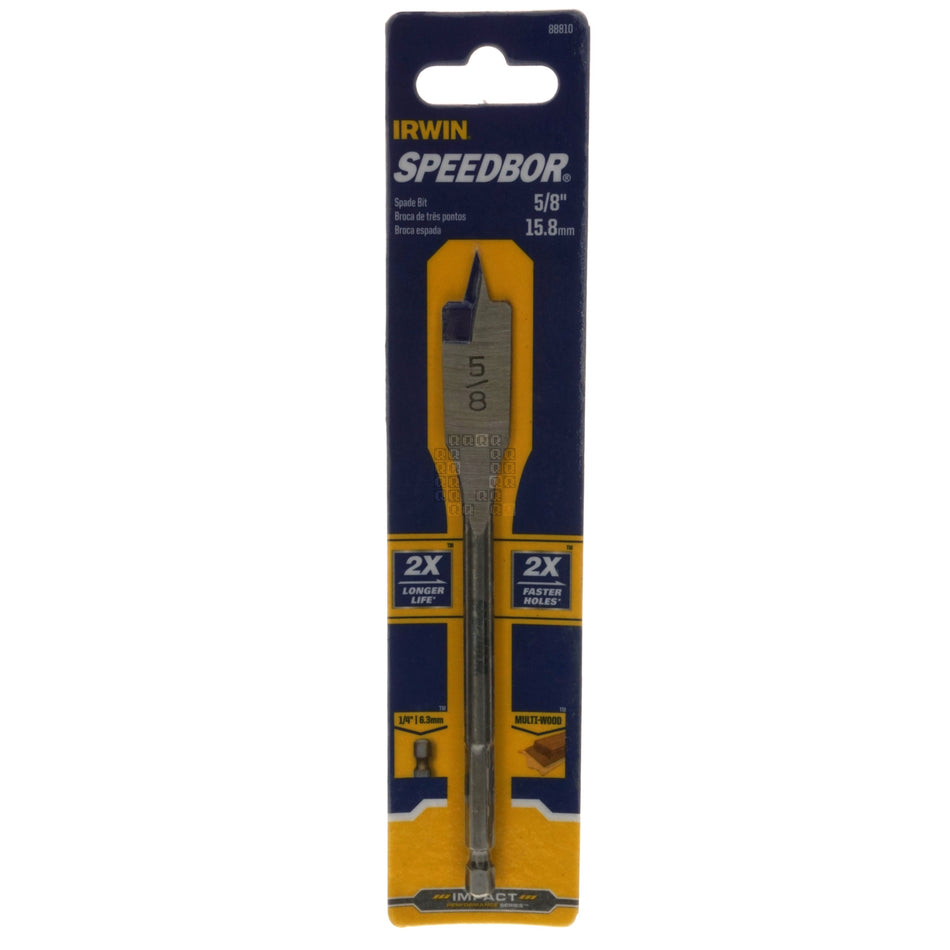 Irwin Industrial Tools 88810 SPEEDBOR 5/8" x 6" Standard Length Impact Spade Bit, 1/4" Hex Drive