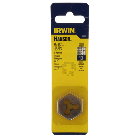 Irwin Hanson 9427 5/16"-18NC Carbon Steel Right Hand (RH) 1" Hex Die Package Front