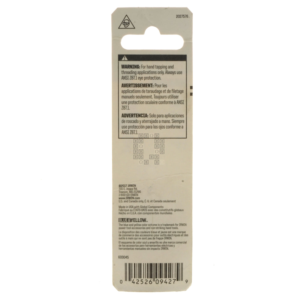 Irwin Hanson 9427 5/16"-18NC Carbon Steel Right Hand (RH) 1" Hex Die Package Back