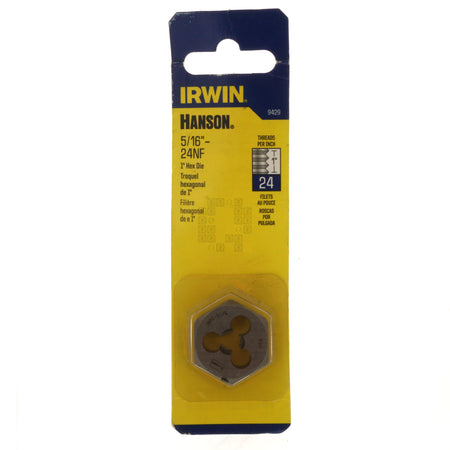 Irwin Hanson 9429 5/16"-24NF Carbon Steel Right Hand (RH) 1" Hex Die Package Front