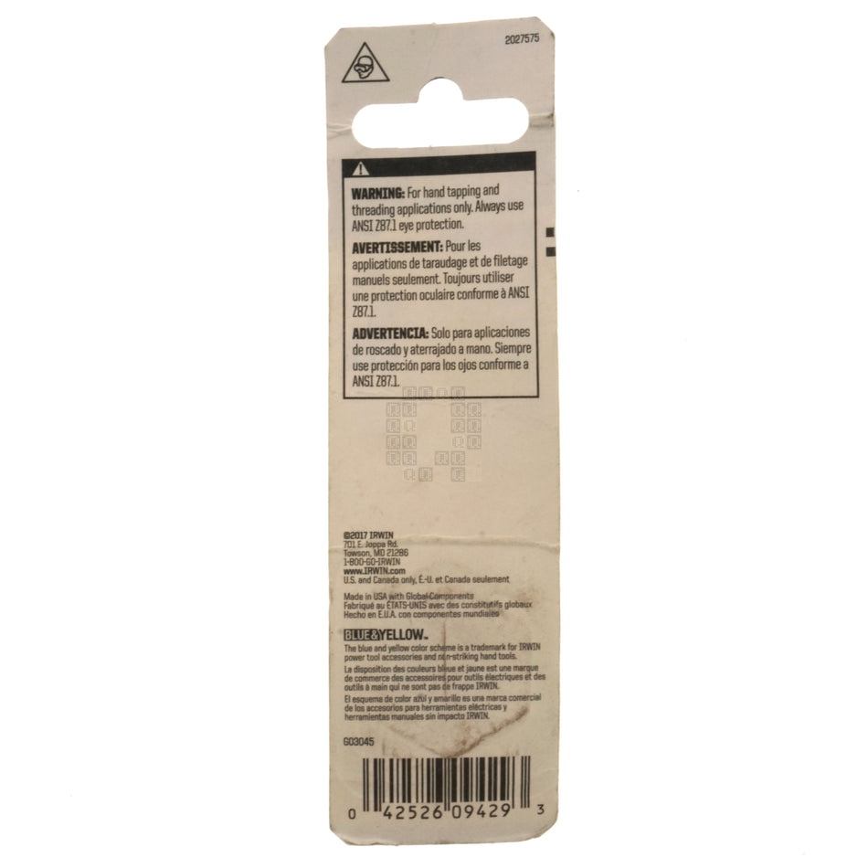 Irwin Hanson 9429 5/16"-24NF Carbon Steel Right Hand (RH) 1" Hex Die Package Back
