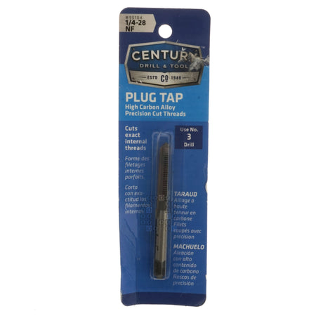 Century Drill & Tool 95104 1/4"-28 NF High Carbon Steel Alloy Precision Plug Tap Package Front