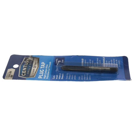 Century Drill & Tool 95104 1/4"-28 NF High Carbon Steel Alloy Precision Plug Tap