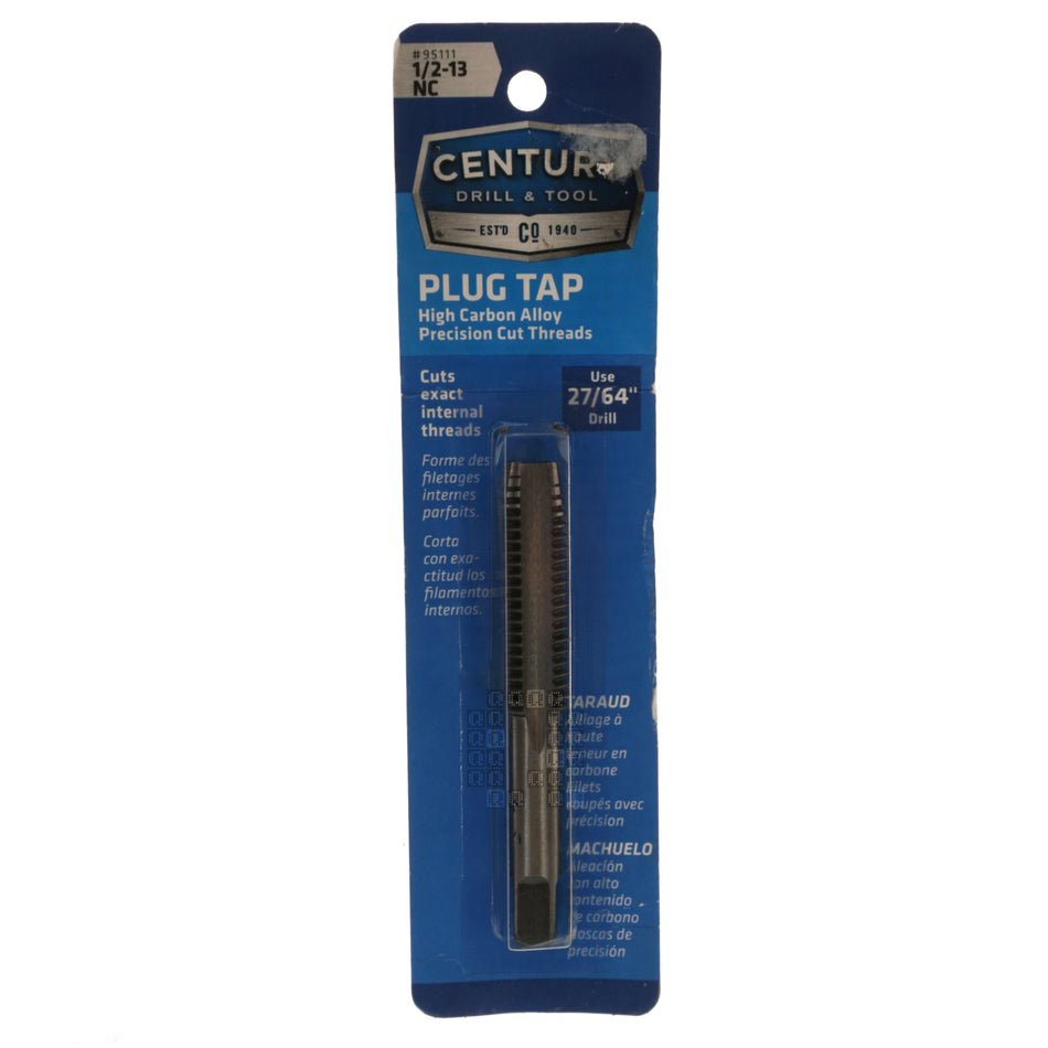 Century Drill & Tool 95111 1/2"-13  NC High Carbon Steel Alloy Precision Plug Tap Package Front